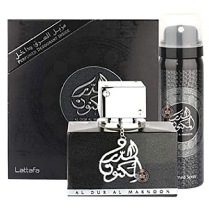 Rasheed-Parfum-Arabesc-Original-Lattafa Perfumes-Al Dur Al Maknoon Silver Apa de Parfum 100ml + Deodorant Spray 50ml-100 ml