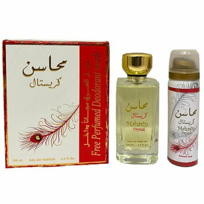 Rasheed-Parfum-Arabesc-Original-Lattafa Perfumes-Mahasin Crystal Apa de Parfum + Deodorant Spray 50ml-100 ml